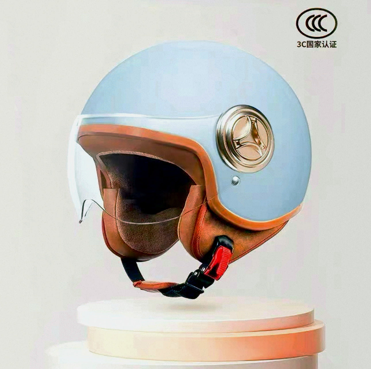 3C Certified Helmet for Women, Electric Vehicle, Men's Motorcycle, All-Season Half Helmet, Winter Warm and Anti-Fog Retro Helmet