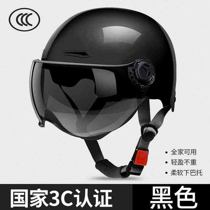 Electric Motorcycle Helmet Men's and Women's Safety Hat Autumn and Winter Four Seasons Battery Car Riding Half Helmet