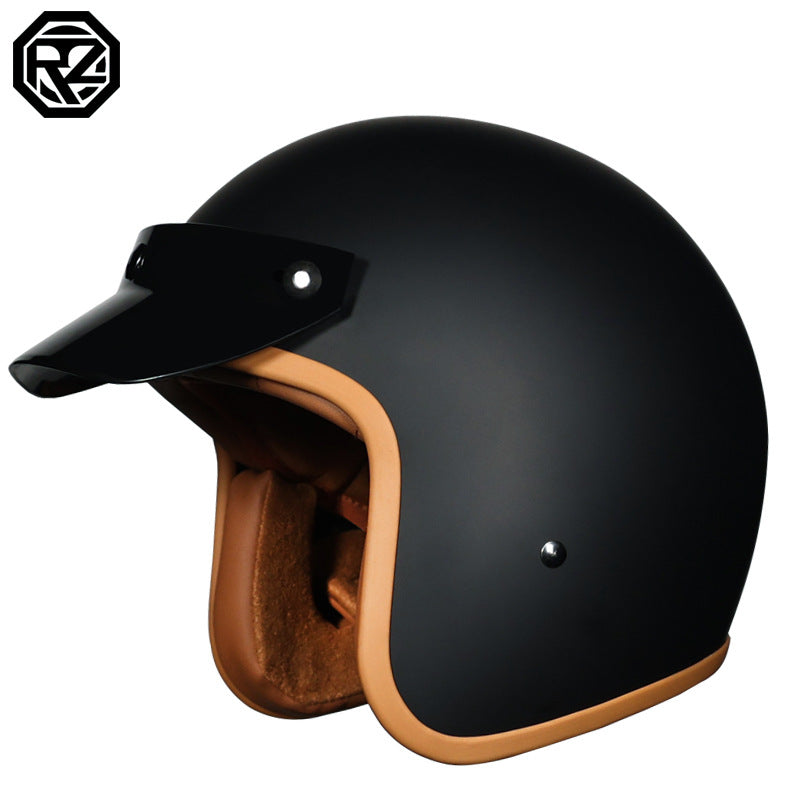 Orz Retro Helmet Motorcycle Safety Helmet High Color Value Pedal Motorcycle Three and a Half Helmet Men and Women Four Seasons