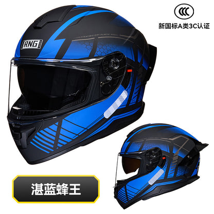 New National Standard 3C/Dot Certified Motorcycle Helmet Dual Lens with Bluetooth Headset Glasses Slot Full Face Motorcycle Helmet
