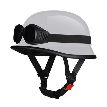 German Cruise Retro Half Helmet Women's Pedal Men's Motorcycle Helmet Locomotive Scoop Helmet 3c Standard Private Helmet with Glasses