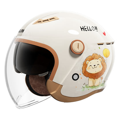 Helmet for Electric Scooter, Women'S, 3C Certified, Suitable for All Seasons, Cute, Winter Warm, Battery Motorcycle Full-Face Helmet, Men's