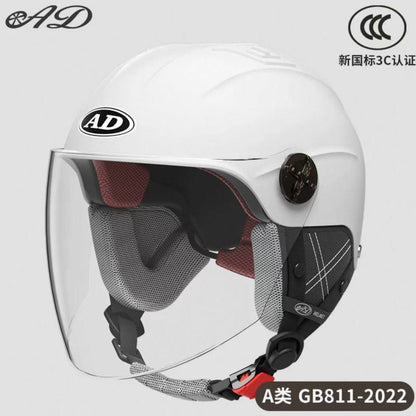 Ad Electric Motorcycle Helmet for Men and Women, Summer 3C Certified Half Helmet, Battery Car Safety Helmet, Sun Protection for Riding