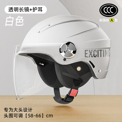 3C Certified Large Electric Car Helmet Men's Four Seasons Universal Helmet Battery Motorcycle plus size Half Helmet Summer Helmet for Women