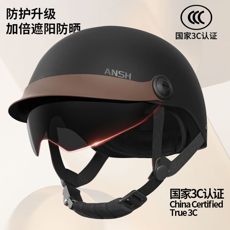 3C certification electric battery car helmet ladies summer sunscreen breathable safety helmet motorcycle riding helmet four seasons half helmet