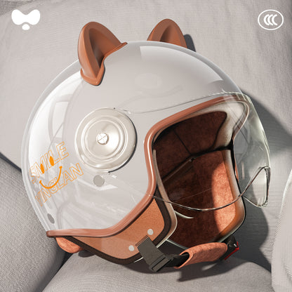 Cute Winter Warm Motorcycle Helmet for Children, Parent-Child Electric Bike Helmet for Girls, 3C Certified, Boys' Safety Helmet