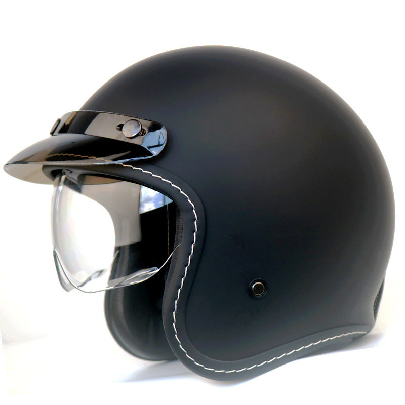 Cool Qibao Motorcycle Helmet Intercom Bluetooth Half Helmet for Men and Women Electric Retro Half Helmet for All Seasons 3C Certified