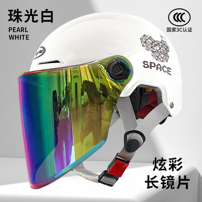 3C Certified Summer Electric Vehicle Motorcycle Helmet for Men and Women, Battery Vehicle, Universal Summer Half Helmet for All Seasons