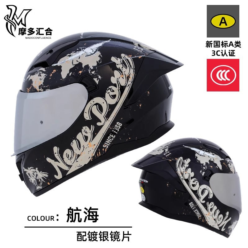 Motorcycle Helmet 3C Certified Bluetooth Men's and Women's All-Season Universal Personalized Electric Cruise Motorcycle Full-Coverage Full-Face Helmet