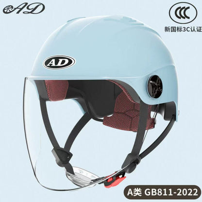 Ad Electric Motorcycle Helmet for Men and Women, Summer 3C Certified Half Helmet, Battery Car Safety Helmet, Sun Protection for Riding