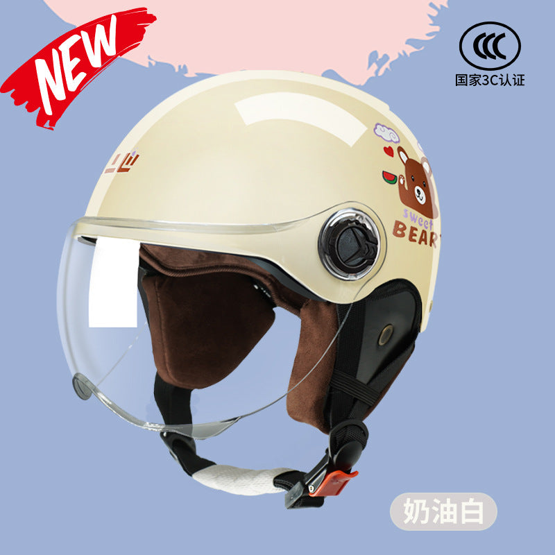 3C Certified Motorcycle Helmet Summer Collision Avoidance for Boys and Girls Aged 6-14 Four Seasons Universal Electric Vehicle Safety Helmet