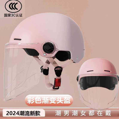 Electric Motorcycle Helmet Men's and Women's Safety Hat Autumn and Winter Four Seasons Battery Car Riding Half Helmet