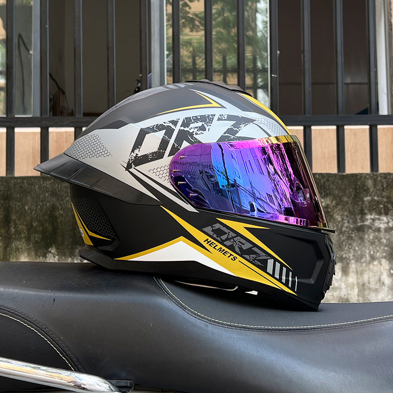 Orz3C Certified Motorcycle Helmet Men's and Women's Dual-Lens Full-Face Helmet Summer Personalized Tail Bluetooth Semi-Full Coverage