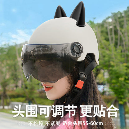 2024 New cat Ears Electric Vehicle Helmet 3c certified Men's and Women's Summer cycling Sunscreen Helmet Ready Direct Supply