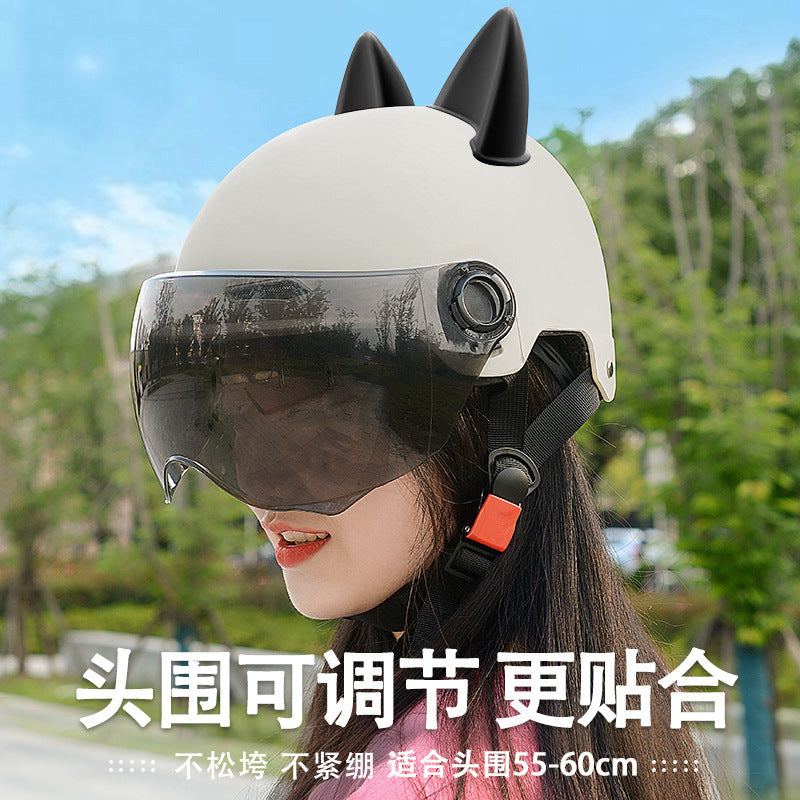 2024 New cat Ears Electric Vehicle Helmet 3c certified Men's and Women's Summer cycling Sunscreen Helmet Ready Direct Supply