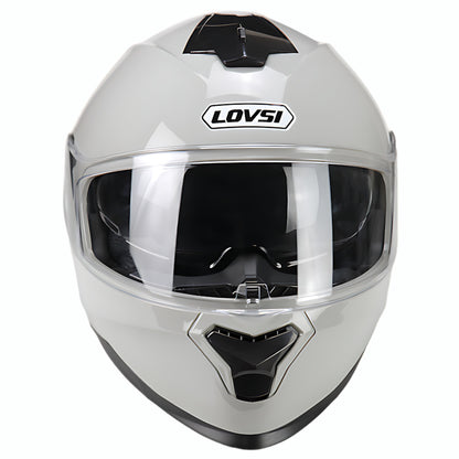 Dot Certified Winter Motorcycle Helmet Gray Dual Lens Four-Season Helmet Men's and Women's Winter Safety Helmet Full-Face Helmet