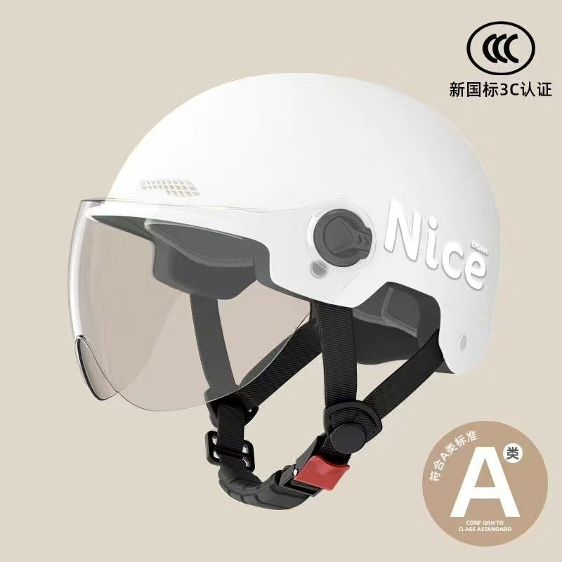 New National Standard 3C Certified Electric Vehicle Helmet for Men, Summer, Women's Battery Motorcycle Half Helmet, Lightweight Anti-Collision Helmet