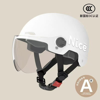 New National Standard 3C Certified Electric Vehicle Helmet for Men, Summer, Women's Battery Motorcycle Half Helmet, Lightweight Anti-Collision Helmet