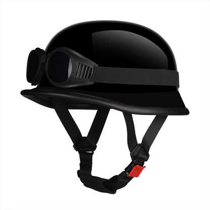 German Cruise Retro Half Helmet Women's Pedal Men's Motorcycle Helmet Locomotive Scoop Helmet 3c Standard Private Helmet with Glasses