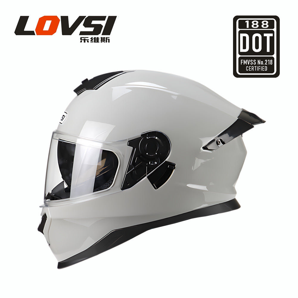Dot Certified Winter Motorcycle Helmet Gray Dual Lens Four-Season Helmet Men's and Women's Winter Safety Helmet Full-Face Helmet