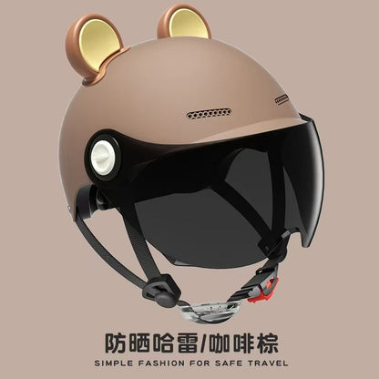 Ad Factory 3C Certified Electric Vehicle Helmet Men's and Women's Couple Helmet All-Season Motorcycle Summer Sun Protection Half Helmet
