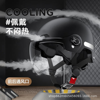 New National Standard 3C Certified Electric Vehicle Helmet for Men and Women in Summer, Lightweight Anti-Collision Half Helmet for Electric Scooters and Motorcycles