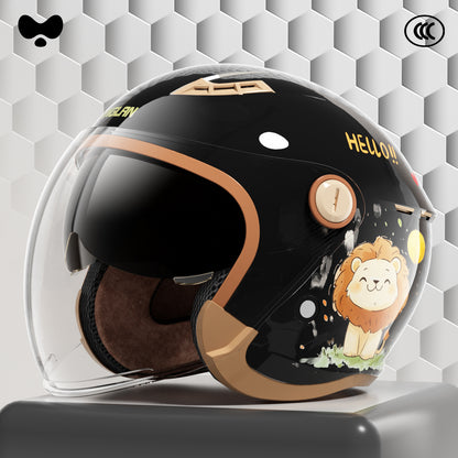 Helmet for Electric Scooter, Women'S, 3C Certified, Suitable for All Seasons, Cute, Winter Warm, Battery Motorcycle Full-Face Helmet, Men's
