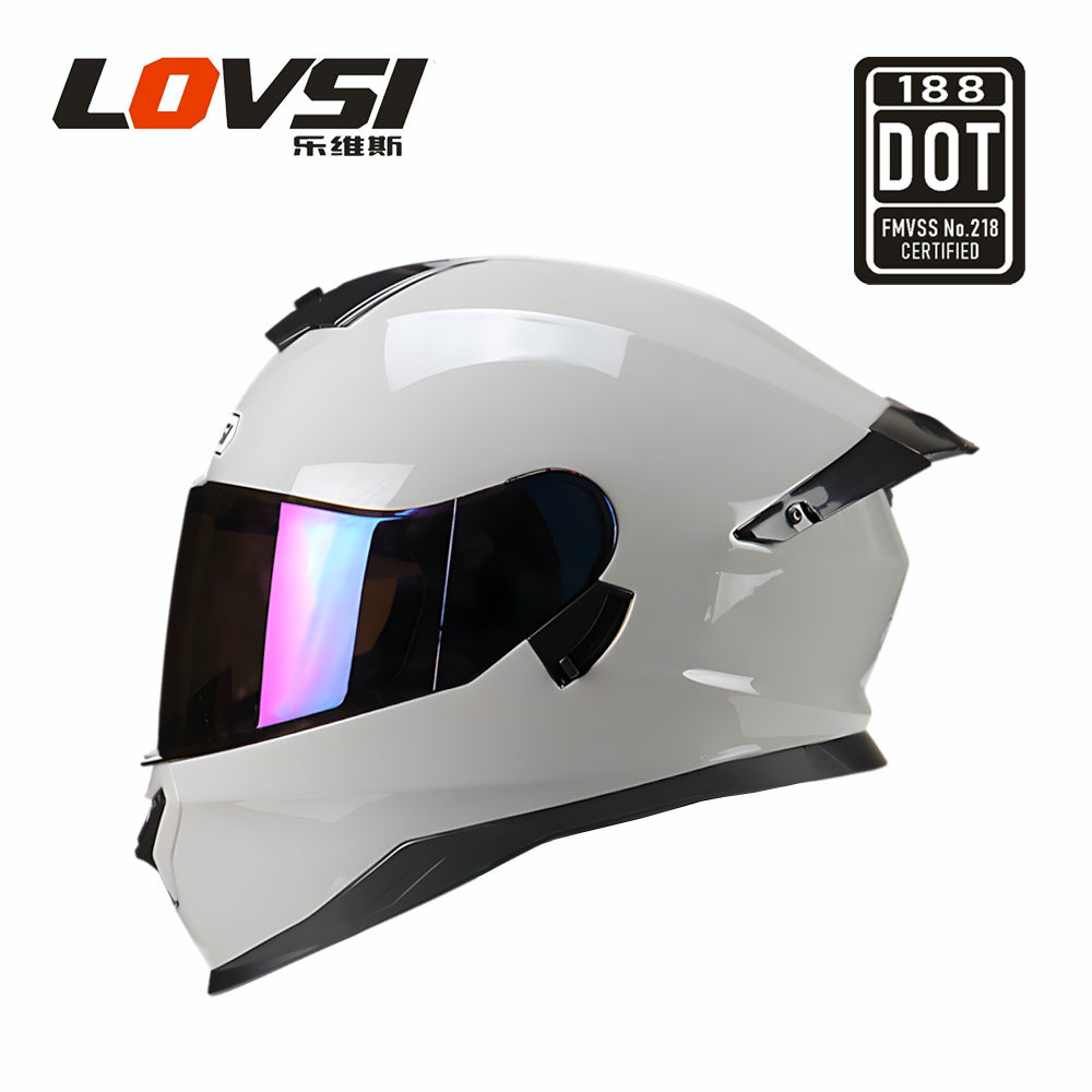 Motorcycle Helmet Dot Certified Men's Motorcycle Full-Face Helmet Men's and Women's All-Season Dual-Lens Winter Cycling Helmet
