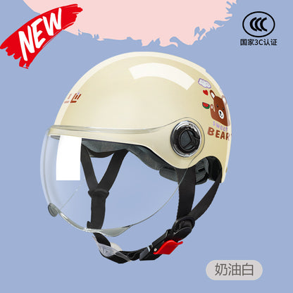 3C Certified Motorcycle Helmet Summer Collision Avoidance for Boys and Girls Aged 6-14 Four Seasons Universal Electric Vehicle Safety Helmet