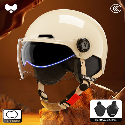 Electric Vehicle Helmet for Women, Sun Protection, 3C Certified, Suitable for All Seasons, Winter Warmth, Battery Motorcycle Safety Helmet for Men