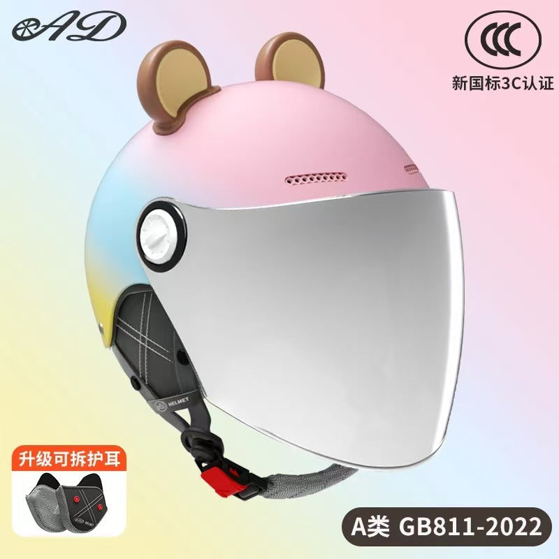 Ad Factory 3C Certified Electric Vehicle Helmet Men's and Women's Couple Helmet All-Season Motorcycle Summer Sun Protection Half Helmet