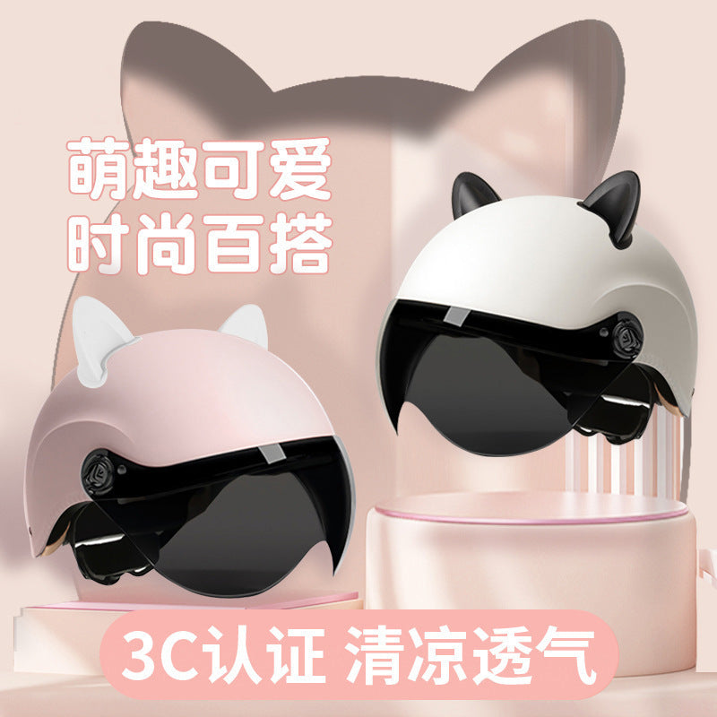 3C certification electric car helmet unisex windproof half helmet summer sun protection portable battery car safety helmet