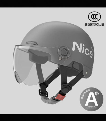 New National Standard 3C Certified Electric Vehicle Helmet for Men, Summer, Women's Battery Motorcycle Half Helmet, Lightweight Anti-Collision Helmet