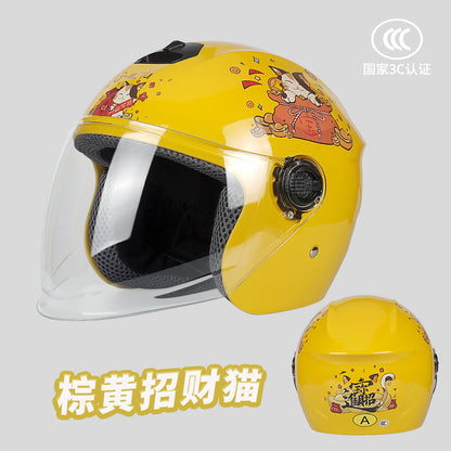 New National Standard 3C Certified Kidsren's Helmet for Boys and Girls, Universal Autumn and Winter Electric Motorcycle Helmet for Cycling