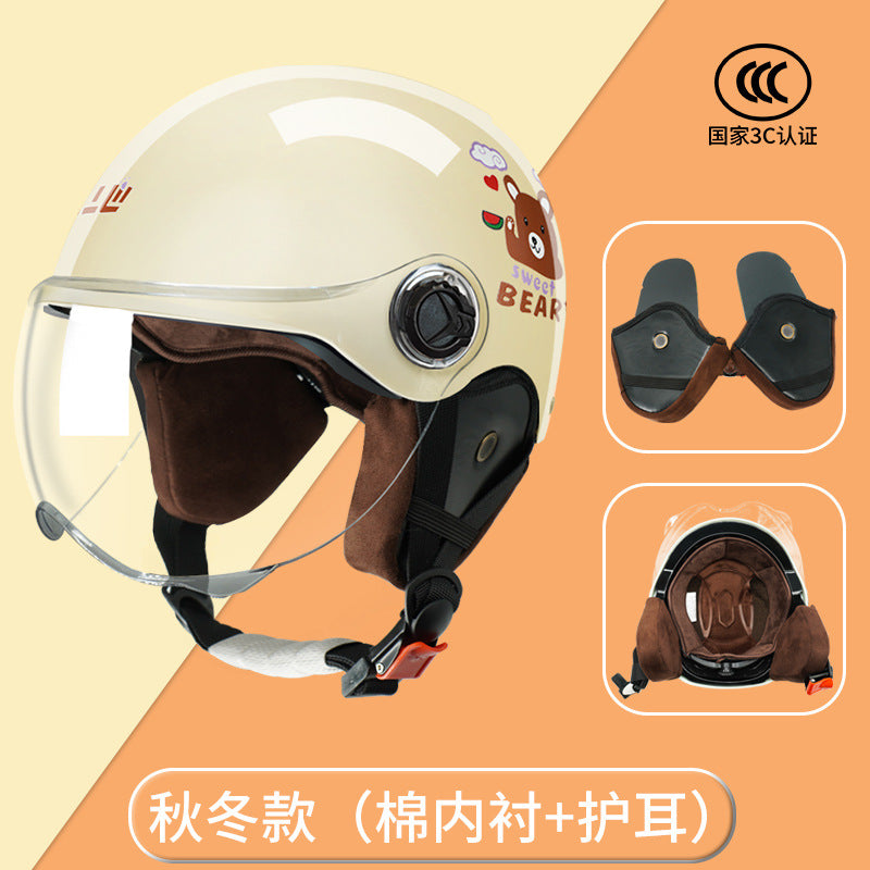 3C Certified Motorcycle Helmet Summer Collision Avoidance for Boys and Girls Aged 6-14 Four Seasons Universal Electric Vehicle Safety Helmet