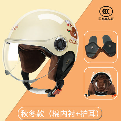 3C Certified Motorcycle Helmet Summer Collision Avoidance for Boys and Girls Aged 6-14 Four Seasons Universal Electric Vehicle Safety Helmet