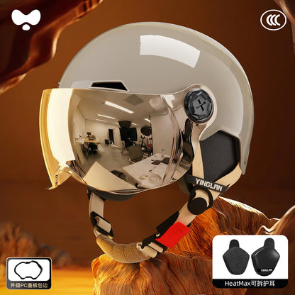 Electric Vehicle Helmet for Women, Sun Protection, 3C Certified, Suitable for All Seasons, Winter Warmth, Battery Motorcycle Safety Helmet for Men