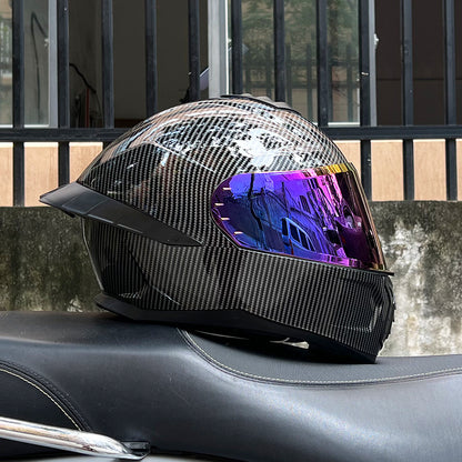 Orz3C Certified Motorcycle Helmet Men's and Women's Dual-Lens Full-Face Helmet Summer Personalized Tail Bluetooth Semi-Full Coverage