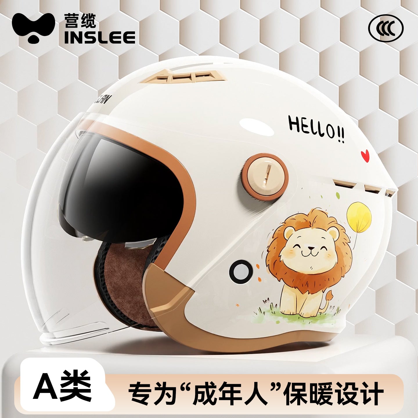Helmet for Electric Scooter, Women'S, 3C Certified, Suitable for All Seasons, Cute, Winter Warm, Battery Motorcycle Full-Face Helmet, Men's