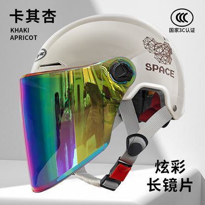 3C Certified Summer Electric Vehicle Motorcycle Helmet for Men and Women, Battery Vehicle, Universal Summer Half Helmet for All Seasons