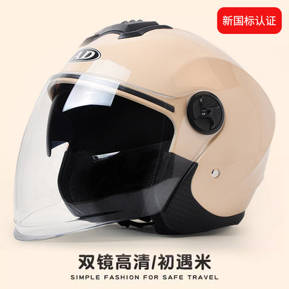 Foreign Trade Specializes in Electric Vehicle Helmets for Men and Women, Universal Motorcycle Ad Half Helmets for All Seasons, Autumn and Winter Warm Safety Helmets