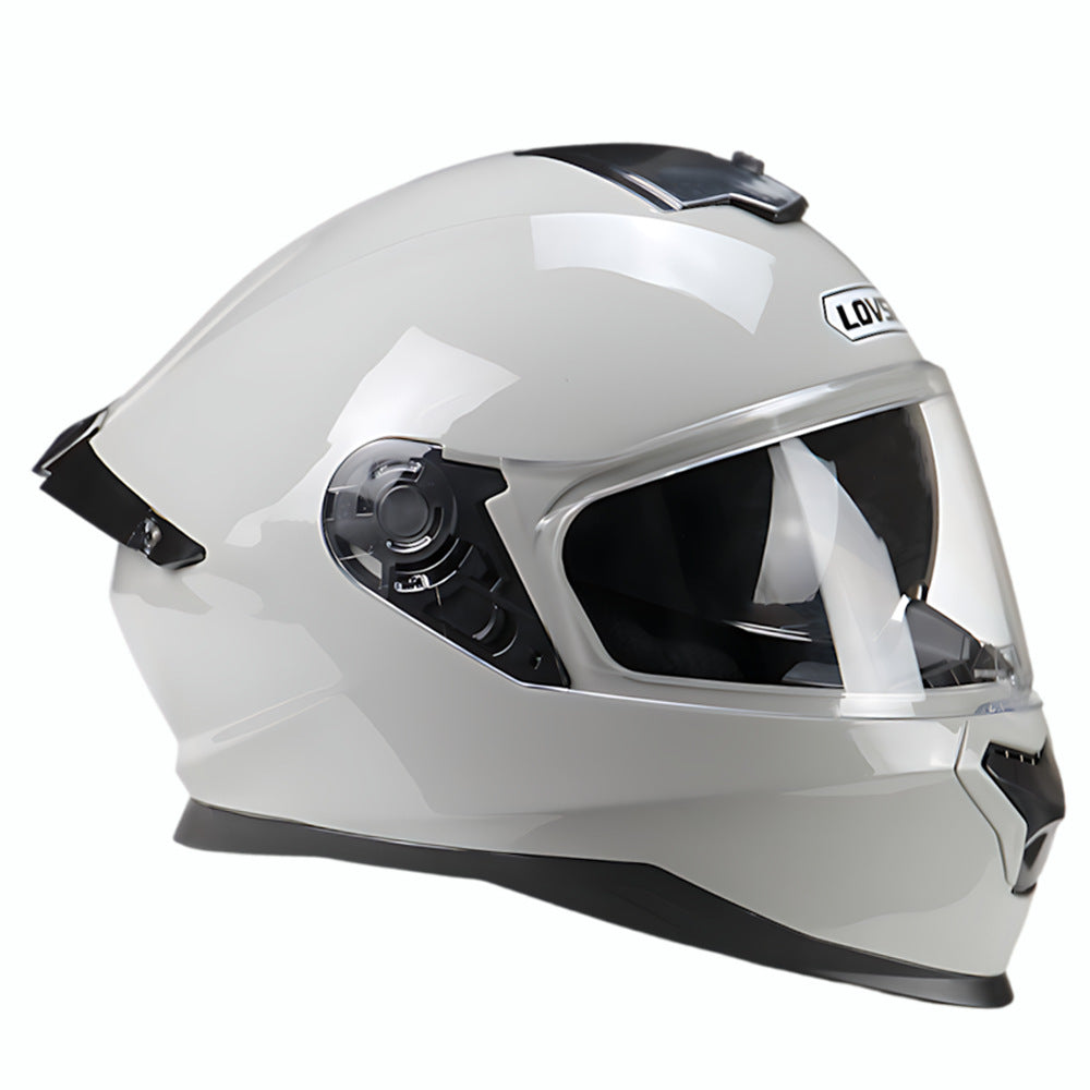 Dot Certified Winter Motorcycle Helmet Gray Dual Lens Four-Season Helmet Men's and Women's Winter Safety Helmet Full-Face Helmet