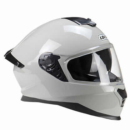 Dot Certified Winter Motorcycle Helmet Gray Dual Lens Four-Season Helmet Men's and Women's Winter Safety Helmet Full-Face Helmet