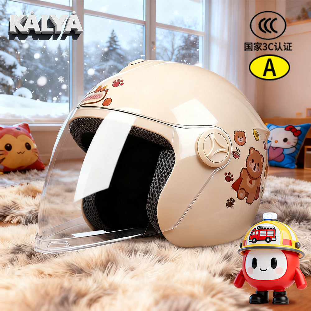 New National Standard 3C Certified Kidsren's Helmet for Boys and Girls, Universal Autumn and Winter Electric Motorcycle Helmet for Cycling