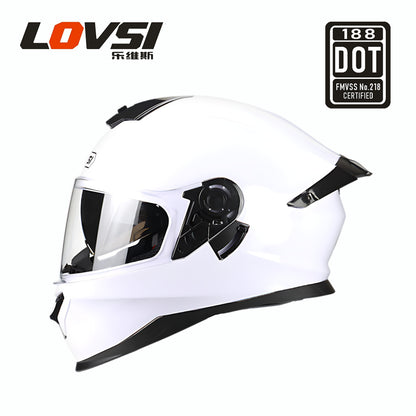 Dot Certified Winter Motorcycle Helmet Gray Dual Lens Four-Season Helmet Men's and Women's Winter Safety Helmet Full-Face Helmet