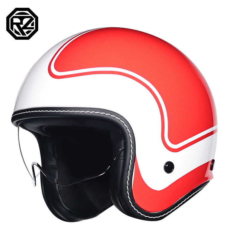 Orz Retro Helmet for Men and Women 3C Certified Motorcycle Half Helmet for Girls Winter Universal Four-Season Electric Motorcycle