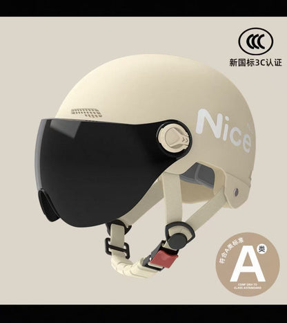 New National Standard 3C Certified Electric Vehicle Helmet for Men, Summer, Women's Battery Motorcycle Half Helmet, Lightweight Anti-Collision Helmet