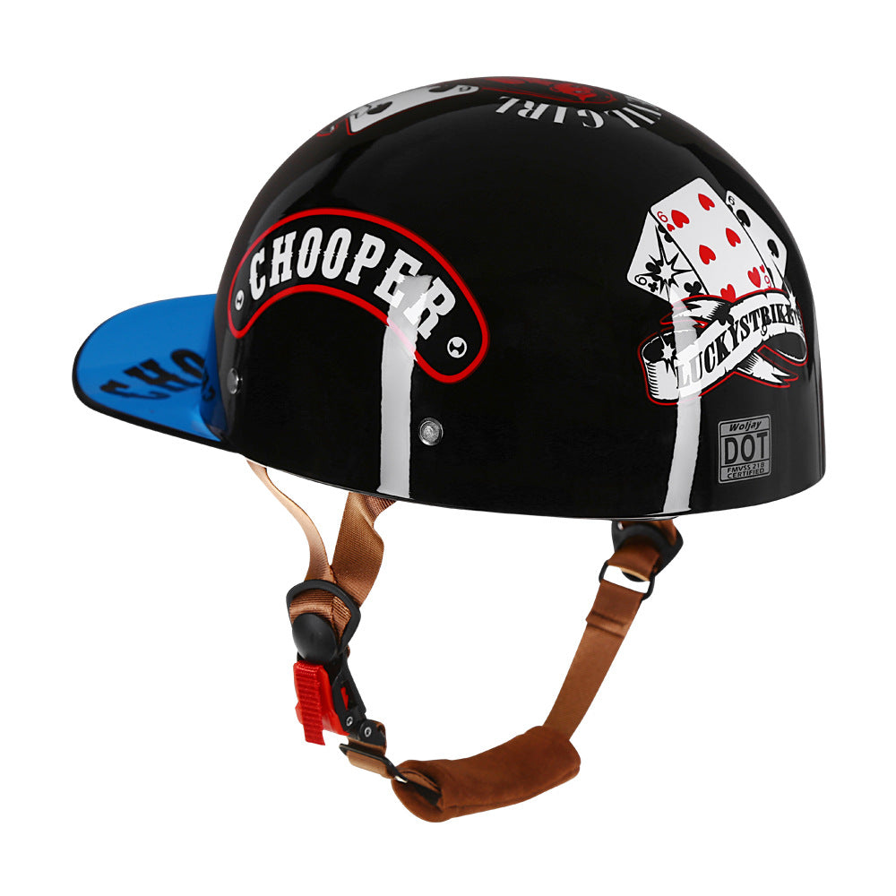 Jiarui Cross-Border Retro Electric Scooter Motorcycle Helmet for Men and Women, Small Helmet for Electric Vehicles, Baseball Cap, Safety Helmet