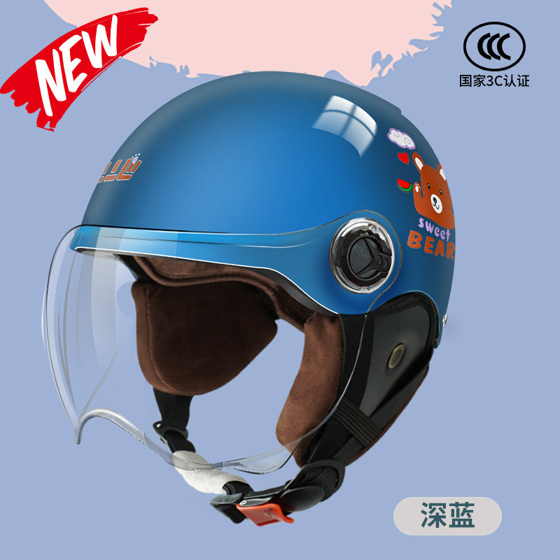 3C Certified Motorcycle Helmet Summer Collision Avoidance for Boys and Girls Aged 6-14 Four Seasons Universal Electric Vehicle Safety Helmet