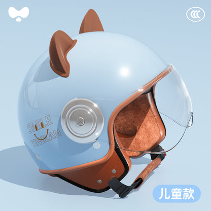 Cute Winter Warm Motorcycle Helmet for Children, Parent-Child Electric Bike Helmet for Girls, 3C Certified, Boys' Safety Helmet